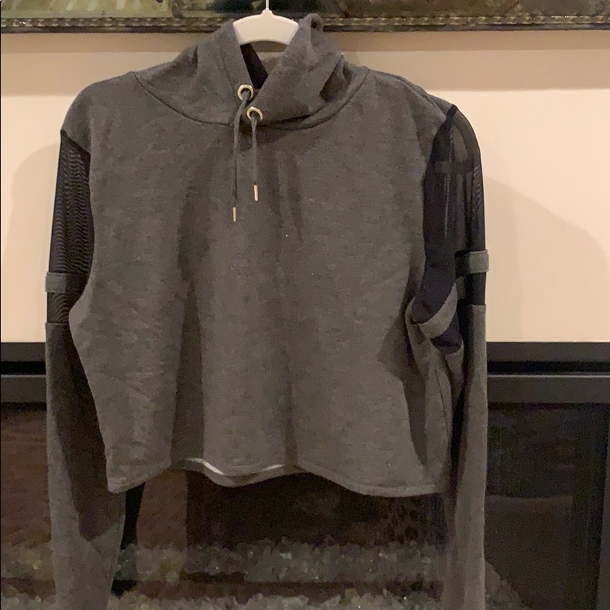 Cropped Grey Hooded Sweatshirt